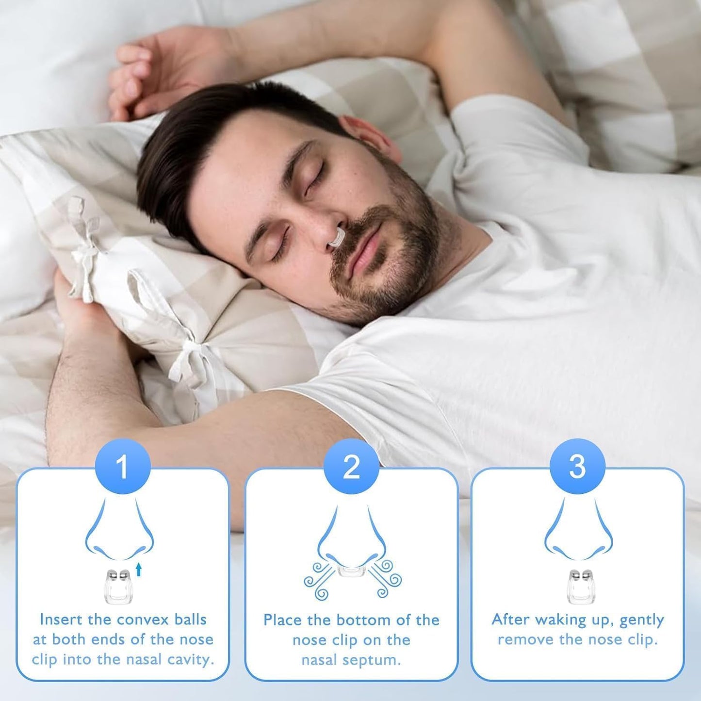 Anti Snoring Devices, Silicone Magnetic Anti Snoring Nose Clip, Nasal Strip for Snoring with Adjustable Magnet, Magnetic Nasal Strip, Stop Snoring for Men and Women, 8PCS