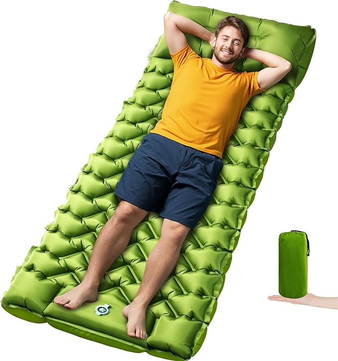 Oramoose Camping Sleeping Pad, Ultralight Camping Mat with Pillow Built-in Foot Pump, Inflatable Sleeping Pads Compact for...