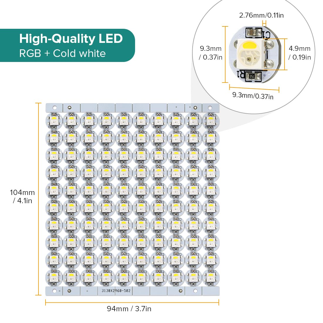 BTF-LIGHTING SK6812(WS2812B) RGBW LED Chips 100PCS RGB+Cool White Individually Addressable 5050SMD Module Pixels Light DC5V White PCB Chasing Dream Color for Christmas(No Adapter or Controller)