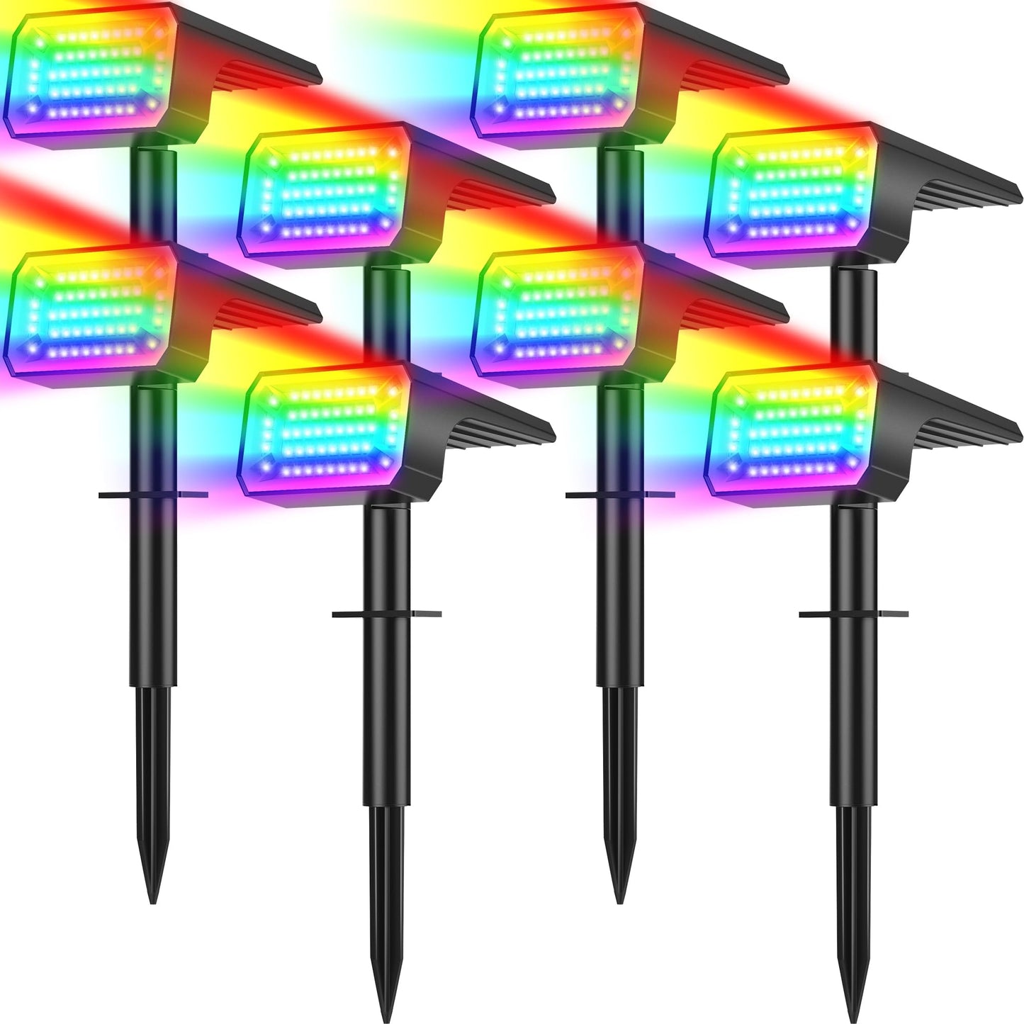 NACINIC Solar Color Changing Spot Lights Outdoor Waterproof IP65, [8 Pack/32 LED/7 Modes] 2-in-1 Landscape Spotlights, Auto On/Off High Lumens Solar Spot Lights for Outside Yard Garden Pathway Walkway