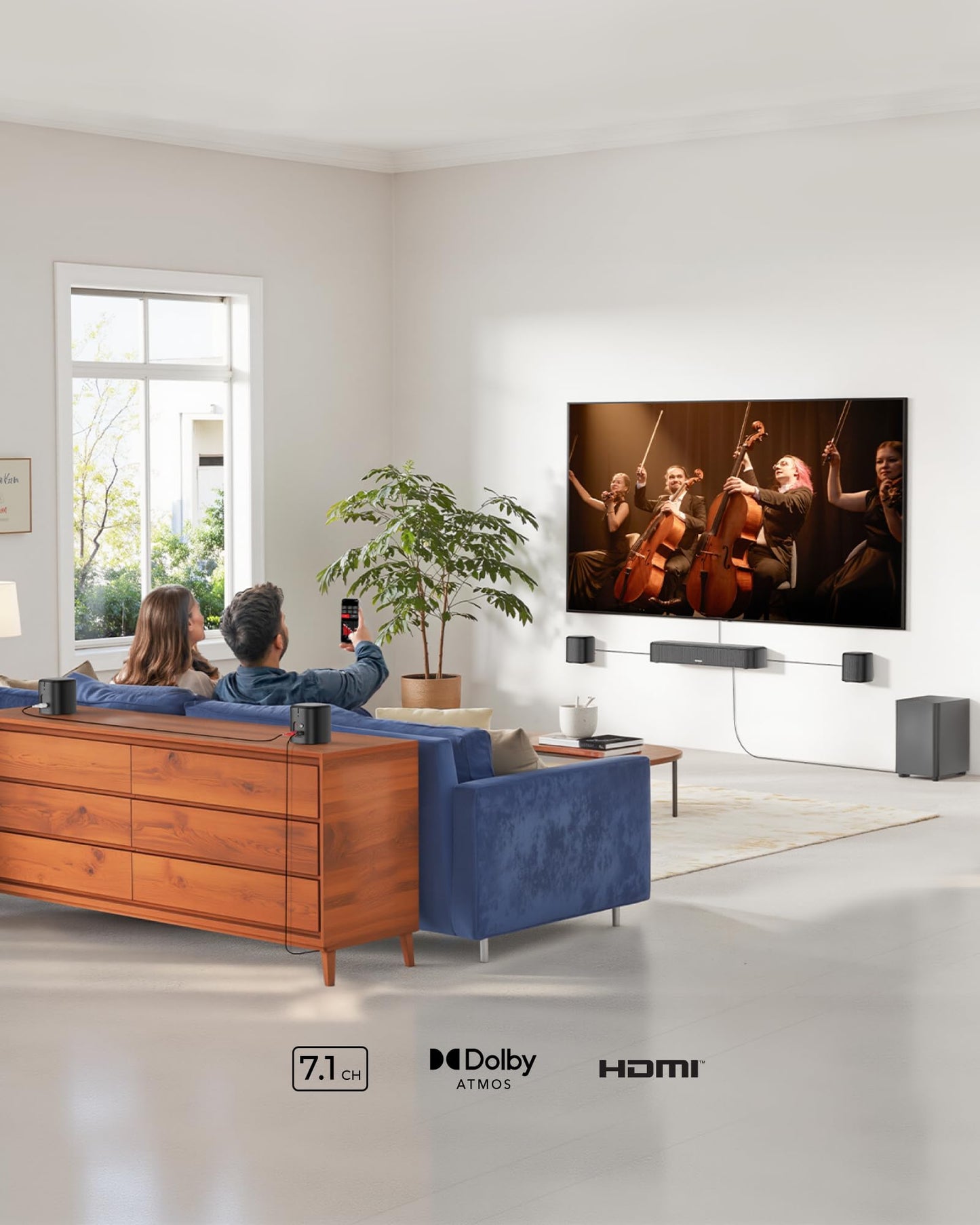 ULTIMEA 7.1ch Dolby Atmos Surround Sound System for TV, with 4 Surround Speakers, Surround Sound System Sound Bar with Subwoofer for Home Theater, App Control, HDMI eARC, Aura A60, 2026 Model