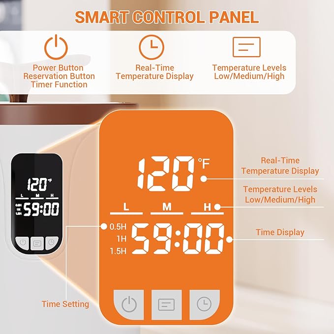 Senfot 20L Towel Warmer for Bathroom with Timer Function, Temperature Adjustable, LED Display, Auto Shut Off, Even Heated Hot Towel Warmer for Towels, Bathrobes, Blankets (Separate Lid)