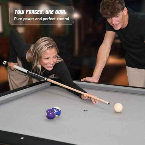 Big Cat Timeless Legacy Pool Cue Stick - Grade A Canadian Maple, 12.5mm Professional Leather Tip, 58” Length, Premium Billiard Cue for Adults – Home or Tournament Play - 21oz, Gray Black