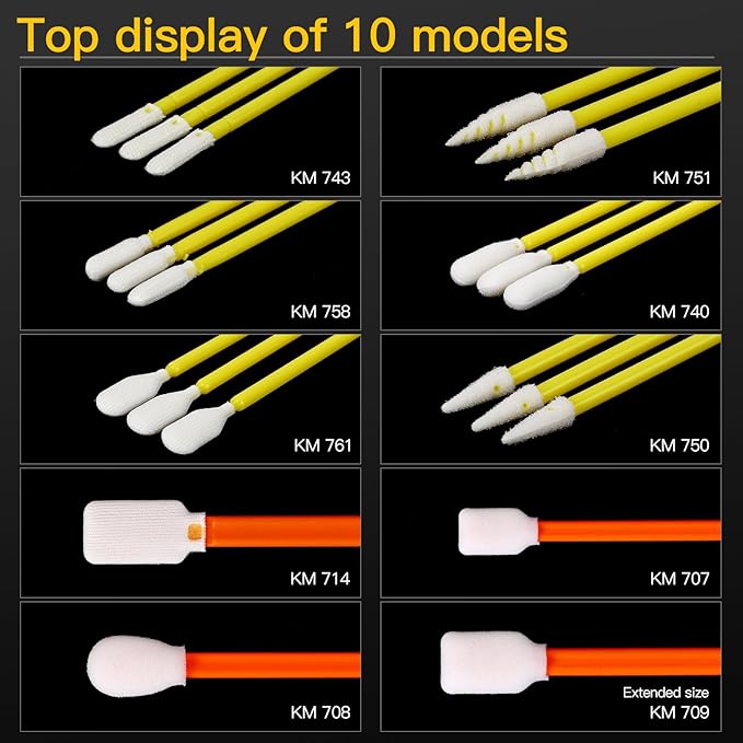 10 Type-100Pcs Microfiber Cleaning Swabs Kit - Lint Free & Non-Scratch, Precision Tip for Electronics, Camera Lens, Printer, Gun, Jewelry, Automotive Detailing, Lab Use, Optics (Pointed & Flat Head)