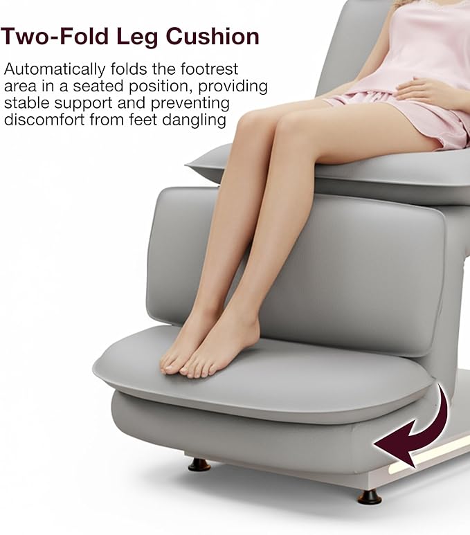 VARONXE Fully Electric Massage Table w/3 Motors, Professional Angle and Height Adjustable Spa Bed Facial Chair, Motorized Esthetician Bed Treatment Table for Beauty Salon, Grey