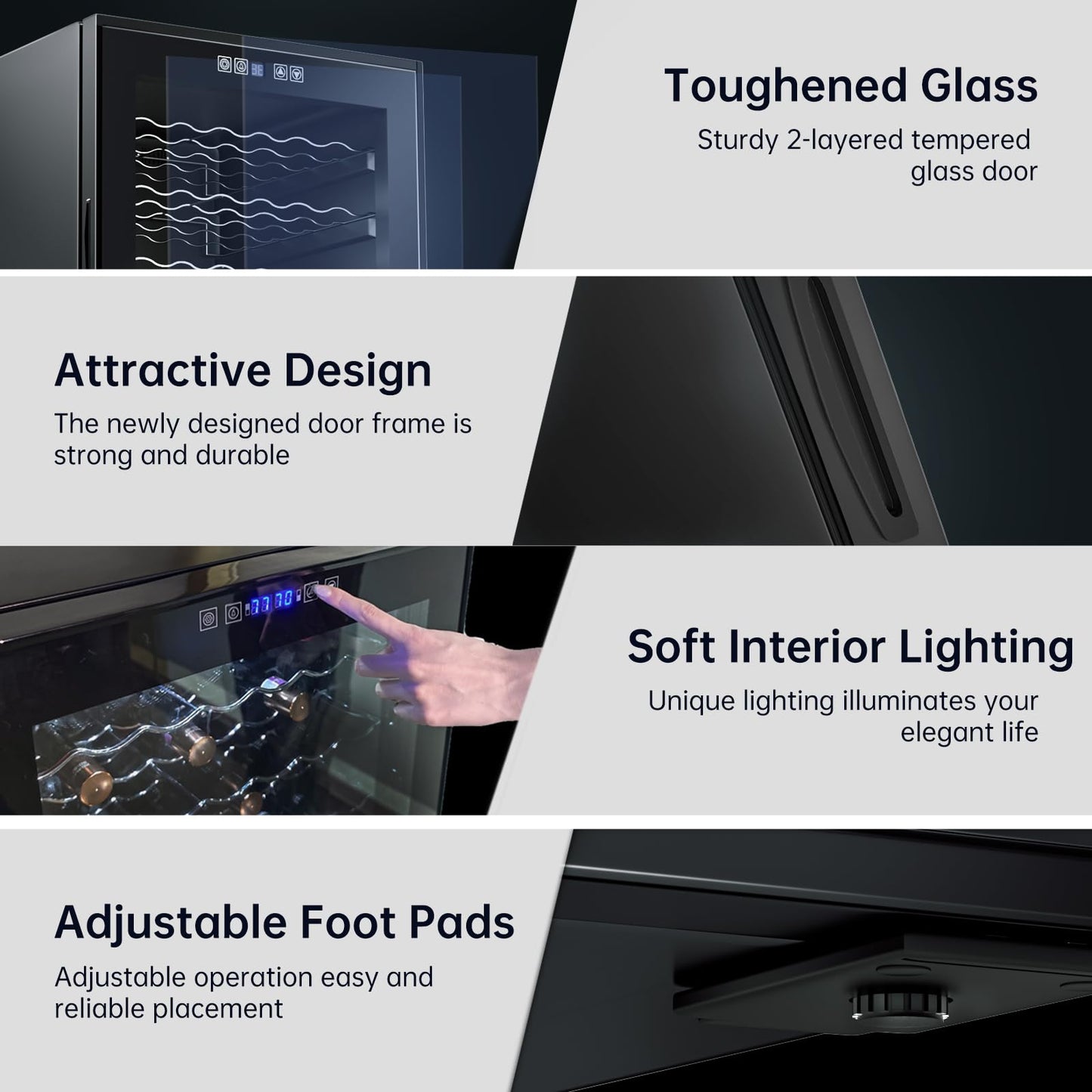 KingChii 66 Bottle Wine Cooler Refrigerator - Intelligent Digital Control Wine Fridge, Low Noise Operation, Freestanding Wine Refrigerator for Home and Kitchen