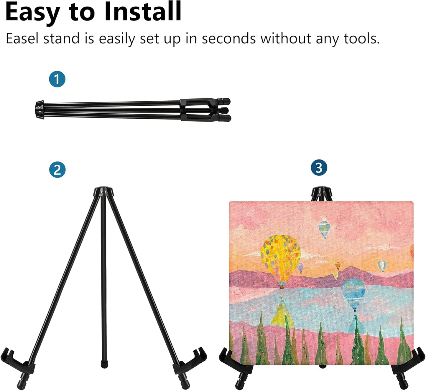 14" High Tabletop Instant Display Easel - Black Steel Small Tripod Easel Stand with Adjustable Holders for Pictures, Paintings, Posters and Store Signs(6 Pack)