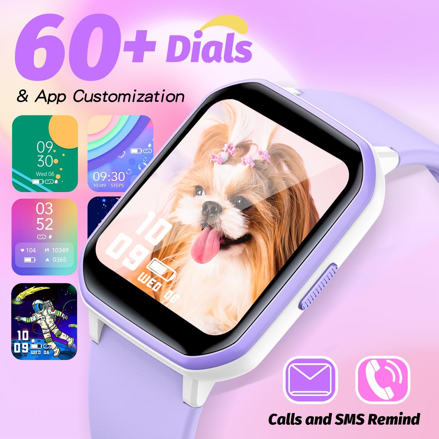 YOUSOKU Kids Smart Watch Girls Boys, Fitness Tracker for Kids, 1.5 Inch DIY Dial, 19 Sport Mode, Sleep Monitor, Pedometers, Heart Rate, IP68 Waterproof, Great Gift for Boys Girls Teens 6-14