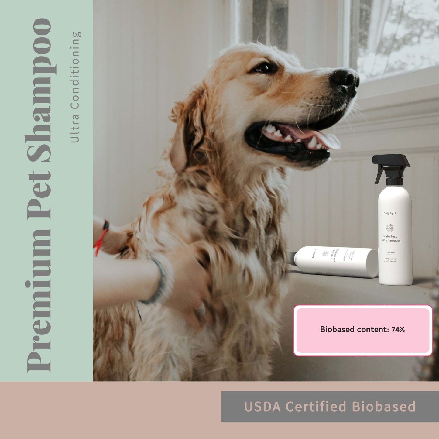 Begley’s No Rinse Waterless Pet Shampoo, Bathless Cleaning, Deodorizing, and Odor Removal for a Shiny, Fresh Smelling Coat - Effective for Dogs, Puppies, and Cats - Fresh Oatmeal Mango Scent