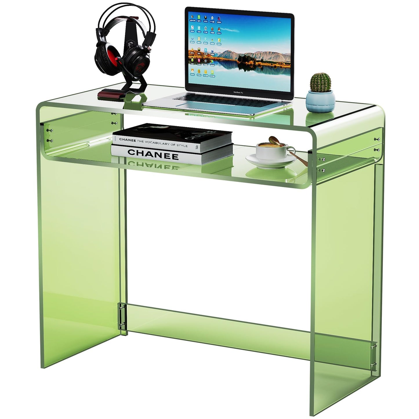 solaround Acrylic Desk Laptop Workstation Study Table Home Office Console Table Entrance Tables Decor (Green)