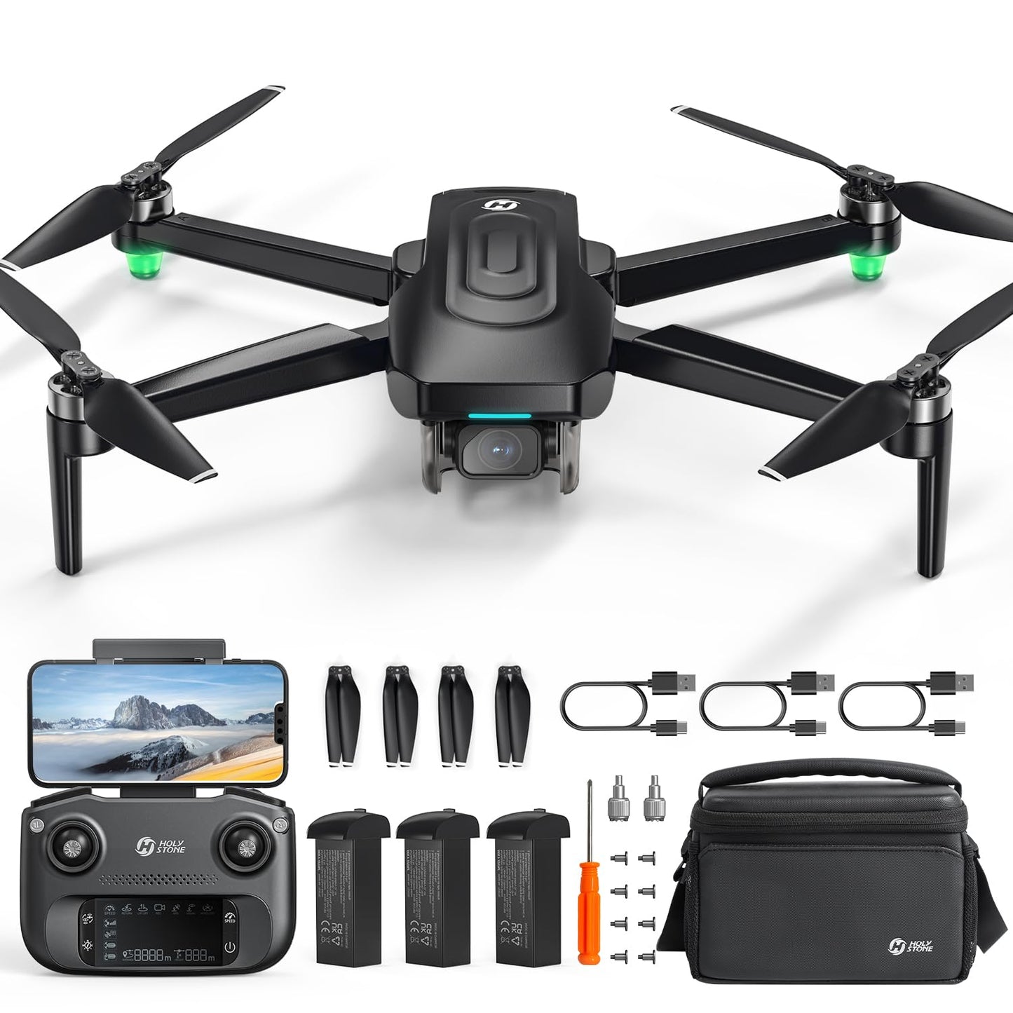 Holy Stone HS175G GPS Drone With 4K EIS Camera For Adults, 249g Foldable RC Quadcopter With Auto Return, Follow Me, 90 Mins Flight Time, Battery Fast Charge, Headless Mode
