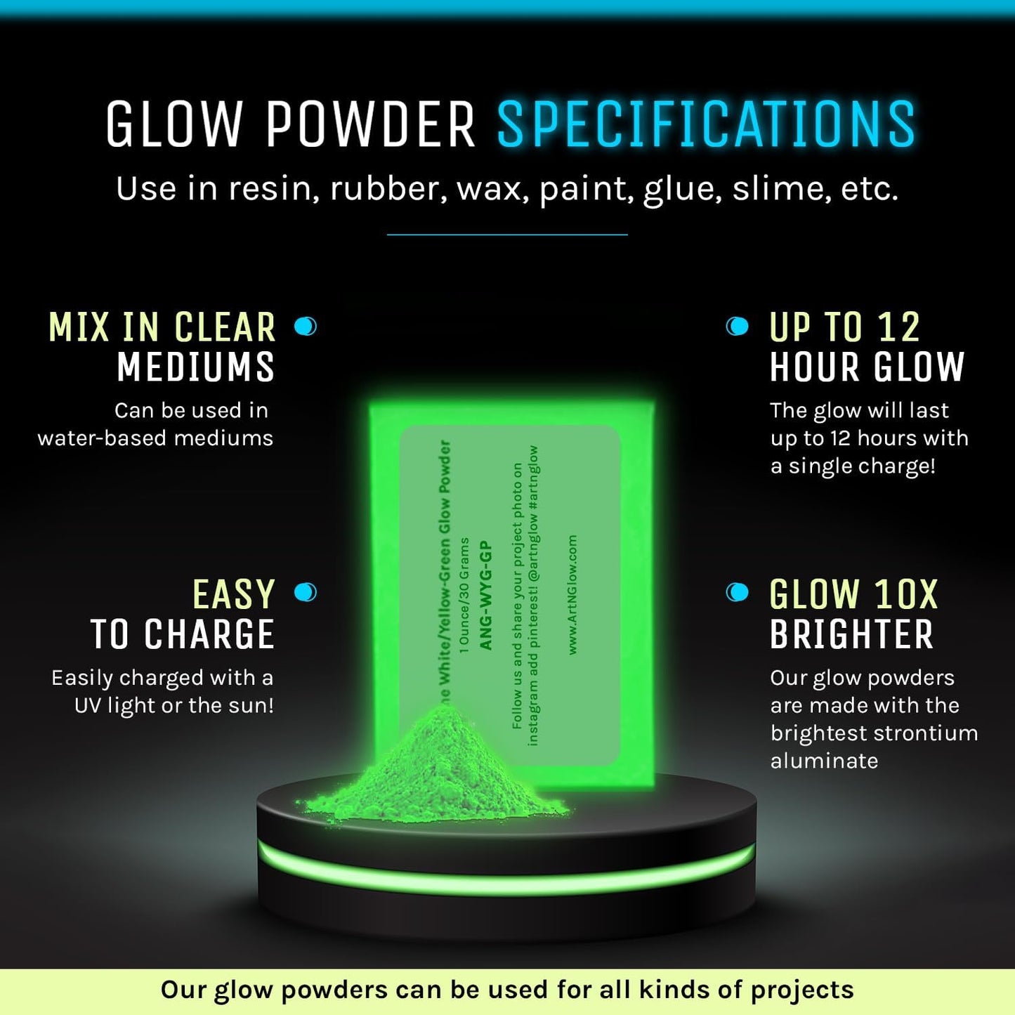 Glow in The Dark Pigment Powder - Neutral and Fluorescent Color for Art Painting, Fine Art, Nail Art Paint, and DIY Crafts - Long Lasting 10+ Color Options - Fluorescent Pink - (1 Ounce/30 Grams)