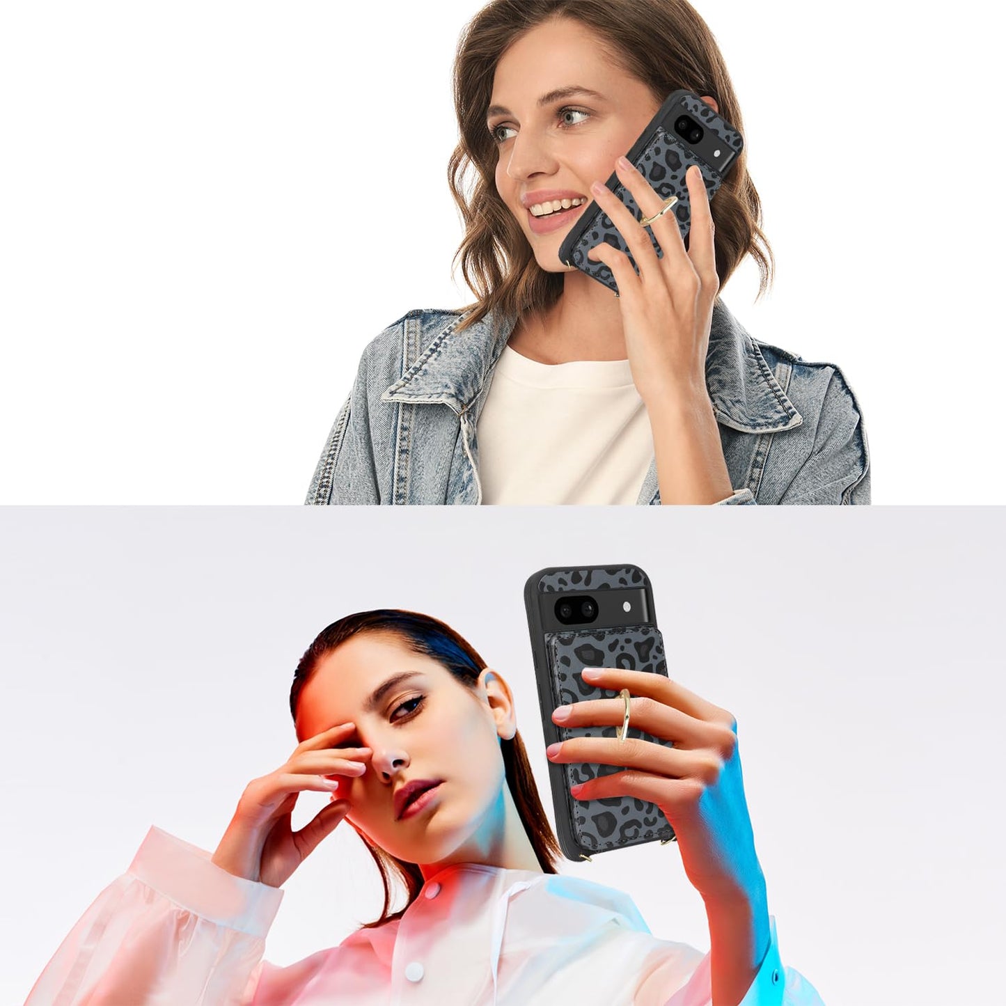 Lipvina For Google Pixel 8A Case With Card Holder And Strap For Women,Crossbody Lanyard,Ring Stand,Snap Clasp,Cute Phone Wallet