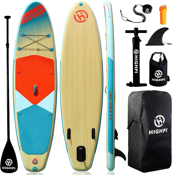 Highpi Inflatable Stand Up Paddle Board for Youth and Adults – Wide Sup with Premium Accessories, Blow Up Paddleboard for ...