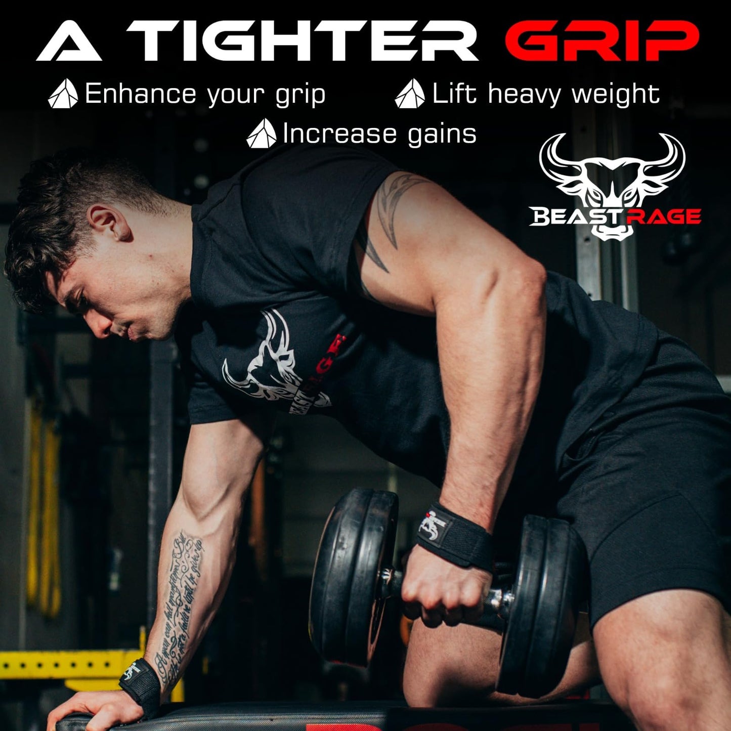 BEAST RAGE Lifting Wrist Straps for Weightlifting, Straps Gym Grip Power Workouts Lifting Straps Padded Cotton Men Women Wrap Lift, Deadlift Bodybuilding Weight Lifting Exercise Straps (Silicone)