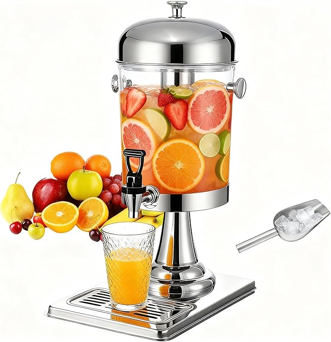 2.2 Gallon Drink Dispensers for Parties, Beverage Dispenser with Stand and Ice Shovel, Commercial Hot Cold Juice Dispenser...