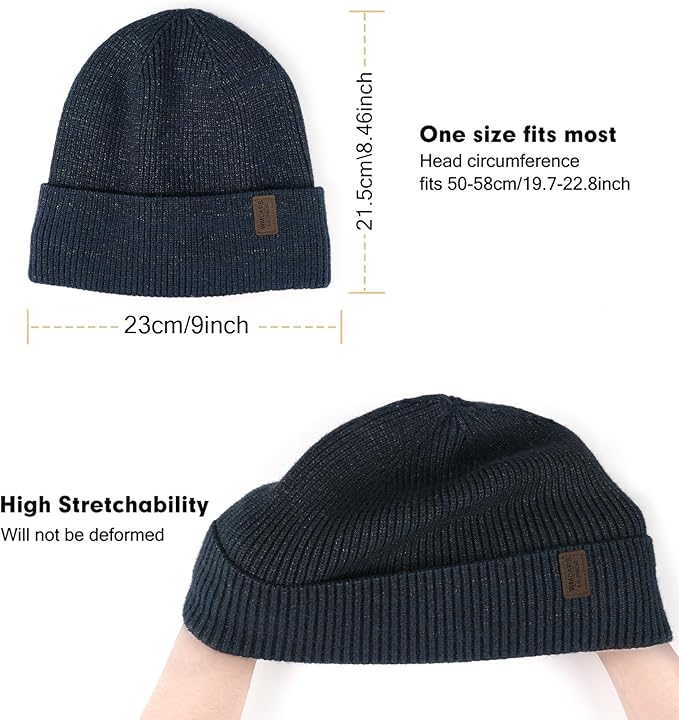 Wmcaps Winter Beanie for Men Women, Fleece Lined Beanie Soft Warm Knit Hat Ski Stocking Cuffed Cap