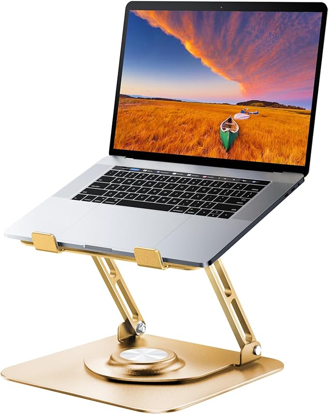 JOYEKY Laptop Stand for Desk, Adjustable Computer Stand with 360° Rotating Base, Ergonomic Laptop Riser for Collaborative ...