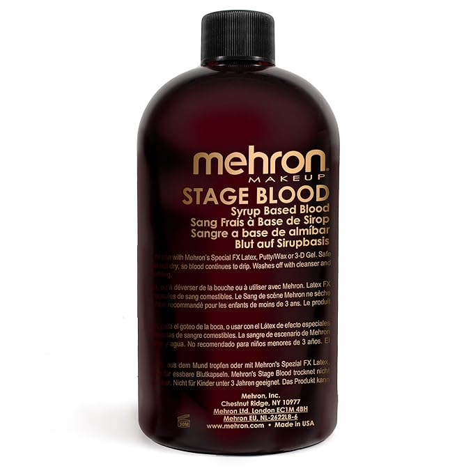 Mehron Makeup Stage Blood | Realistic For Halloween | Washable Fake Blood for Special FX, Stage & Screen, Halloween, & Cosplay (16 oz) (Dark Venous)