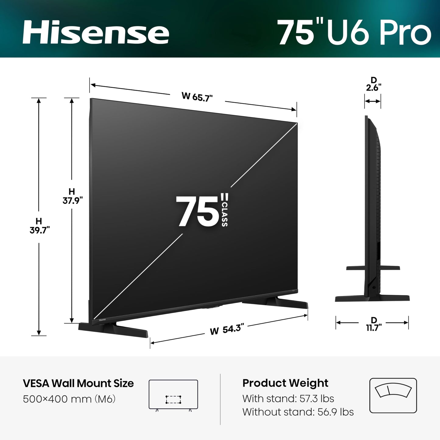 Hisense 75" U6 Pro Series Mini‑LED ULED 4K UHD HDR Gaming AI Smart Fire TV (75U6SF Pro, 2026 New) – Hi-QLED, Native 144Hz, Motion Rate 480, Dolby Vision IQ,· Atmos, HDR10+, Glare-Free, Alexa+