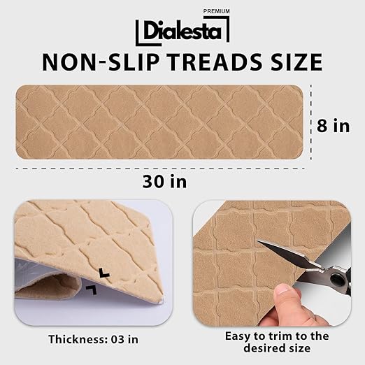 Stair Treads for Wooden Steps Indoor, Includes 15 Non-Slip Carpet Mat 8x30in with 5 Motion Sensor Lamps, Peel & Stick Carpet Stair Treads,Safety Stair Rugs for Kids, Elderly and Pets (Beige)