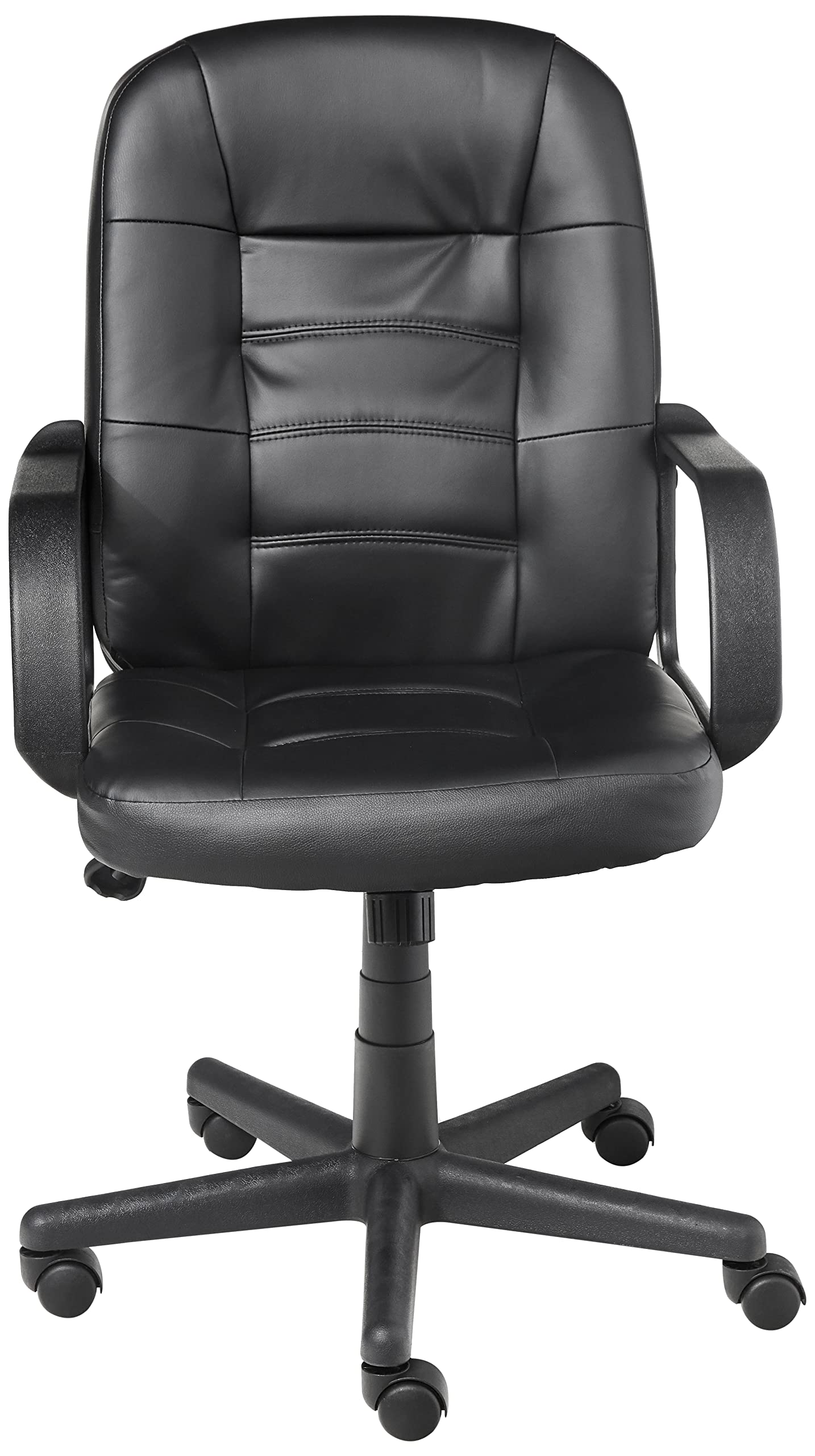 Office Star EC Series Executive Bonded Leather Adjustable Office Chair with Built-in Lumbar Support and Tilt Control, Black