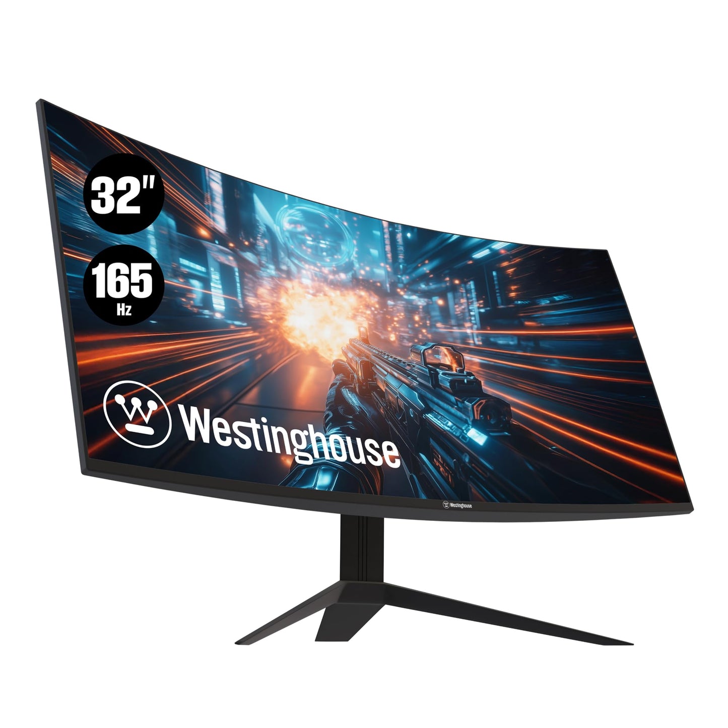 Westinghouse 32 Inch Curved Gaming Monitor, FHD 1080P, 3000:1 Contrast Ratio, 118% sRGB, 1500R, 165Hz, 1ms, AMD FreeSync, Eyecare, for PC Games with Built-in Speakers, DisplayPort, HDMIx2