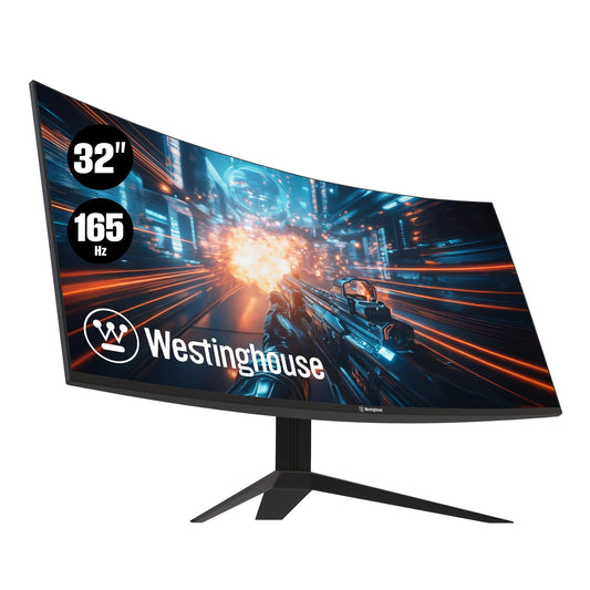 Westinghouse 32 Inch Curved Gaming Monitor, FHD 1080P, 3000:1 Contrast Ratio, 118% sRGB, 1500R, 165Hz, 1ms, AMD FreeSync, Eyecare, for PC Games with Built-in Speakers, DisplayPort, HDMIx2