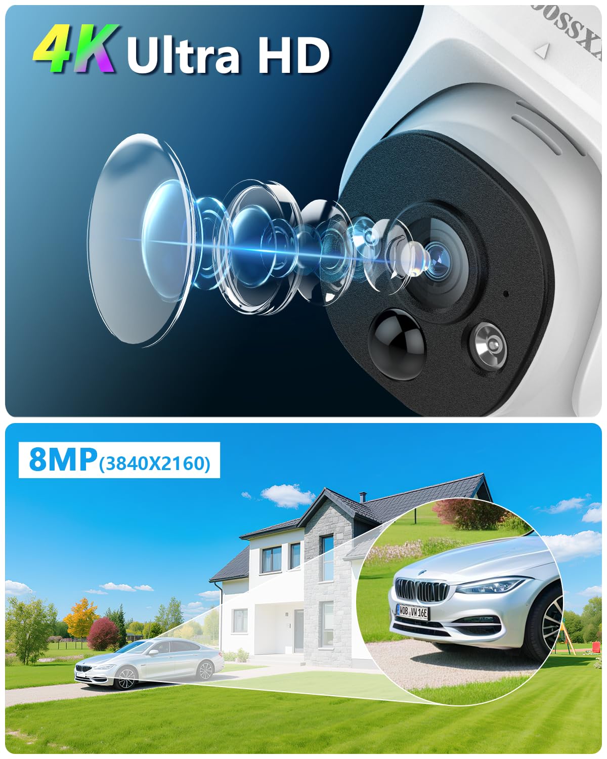 (2026 New) 4K PoE Security Camera System, 8CH NVR/ 3TB HDD, 8pcs Wired Dome Cameras, 130° Wide Angle, PIR Motion Detection, 2-Way Audio, Remote Control, No Monthly Fee App