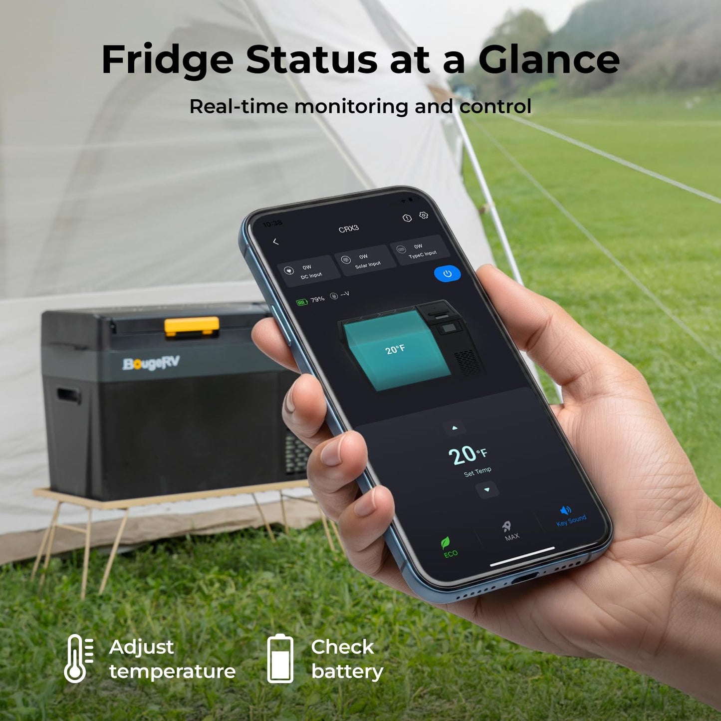 BougeRV 12 Volt Portable Refrigerator, CRX3 30 Quart Car Fridge with APP Control, -4℉~68℉ Compressor Electric Cooler with 12V/24 DC, 100-240 AC for Outdoor Camping Overlanding Truck RV SUV Van