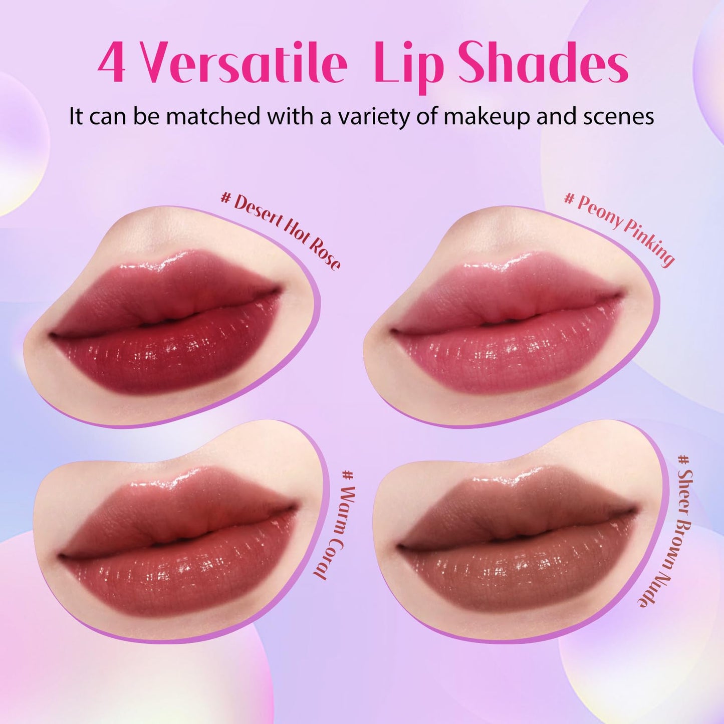 bayfree Tinted Lip Oil Stain Set, Hydrating High Shine Lip Gloss Set, Long-Lasting Bright Color Lipgloss for Dull Lips, Weightle