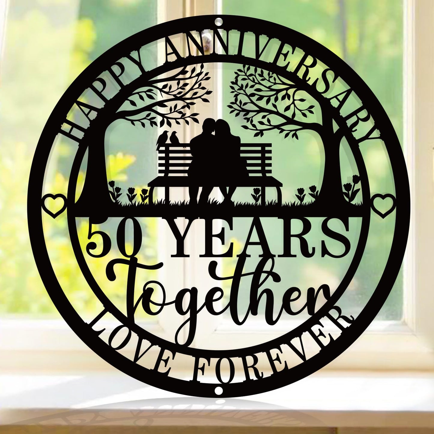 12'' 50th Anniversary Wedding Gifts for Couple, Parents, Friends,Happy 50th Anniversary Wedding Gifts, Golden Anniversary Decorations