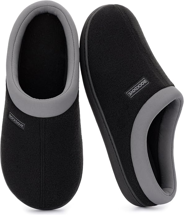 RockDove Women's Polar Fleece Two-Tone Memory Foam Clog House Slippers Non Slip Rubber Sole Indoor Outdoor Machine Washable