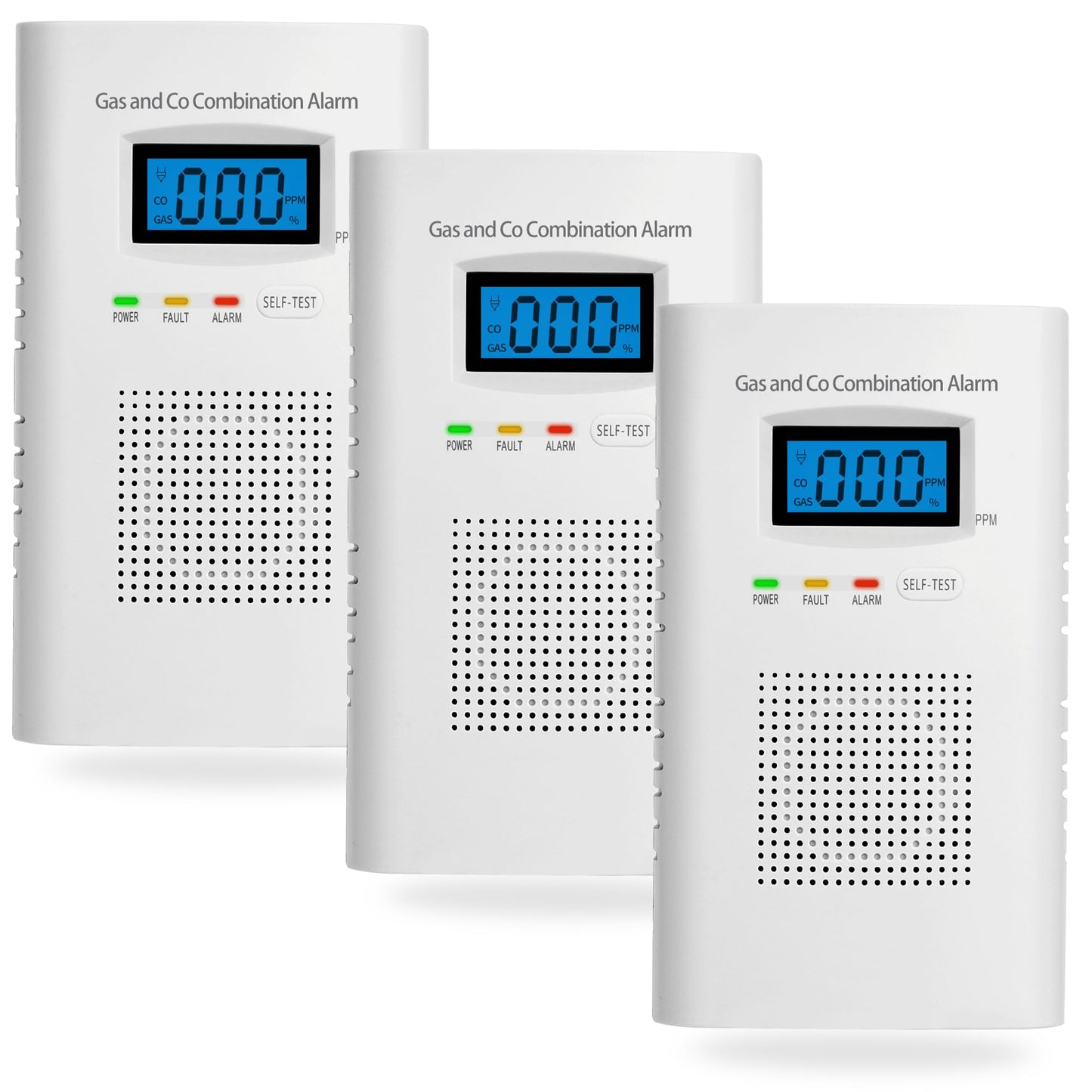 Combination Gas & Carbon Monoxide Detectors - 3 Packs Plug in Carbon Monoxide Alarm & Natural Gas Detector for Home, 2-in-1 Co Detector & Combustible Gas Detector with Digital Display, Easy to Install