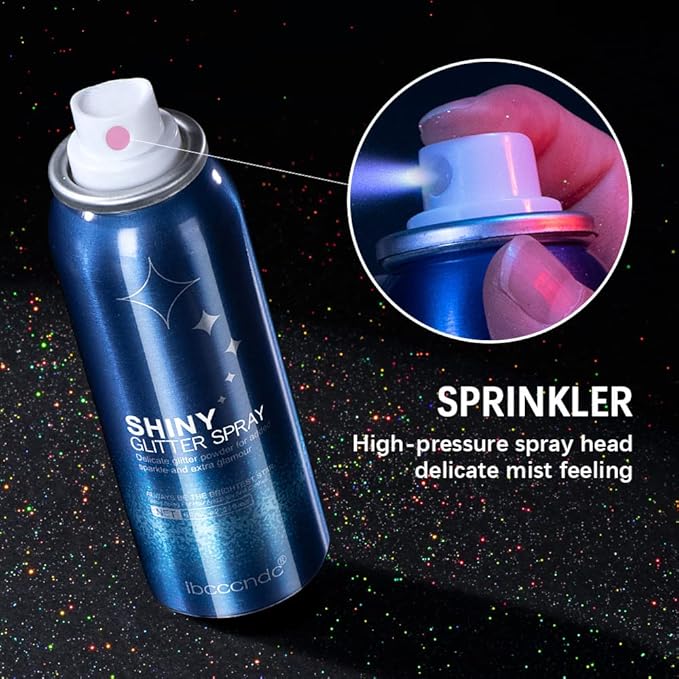 MEICOLY Body Glitter Spray,Silver Glitter Hairspray for Music Festival Rave,2.1Oz Shimmer Waterproof Quick-Drying Sparkle Glitter Spray for Hair and Body,Clothing,Nightclub Shiny Glitter,Prom,Party