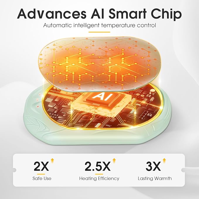 AI Hand Warmers Rechargeable 2 Pack, AI Smart Chips Electric Hand Warmers, 20Hrs Long Safe Heat, Portable Pocket Heater, Gifts for Christmas, Outdoor, Hunting, Golf, Camping Accessories
