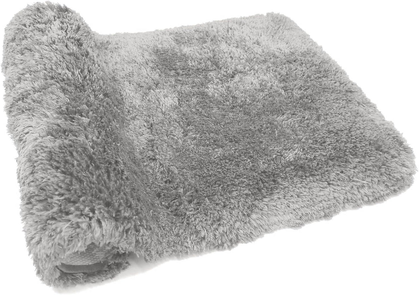 FIFU Bathroom Rugs 20" W x 32" L, Bath Mat for Bathroom, Bedroom, Laundry Room & Kitchen, Non-Slip Rubber Latex Backing, Extra Soft and Absorbent Microfiber Carpet, Machine Washable Rug, Silver Gray