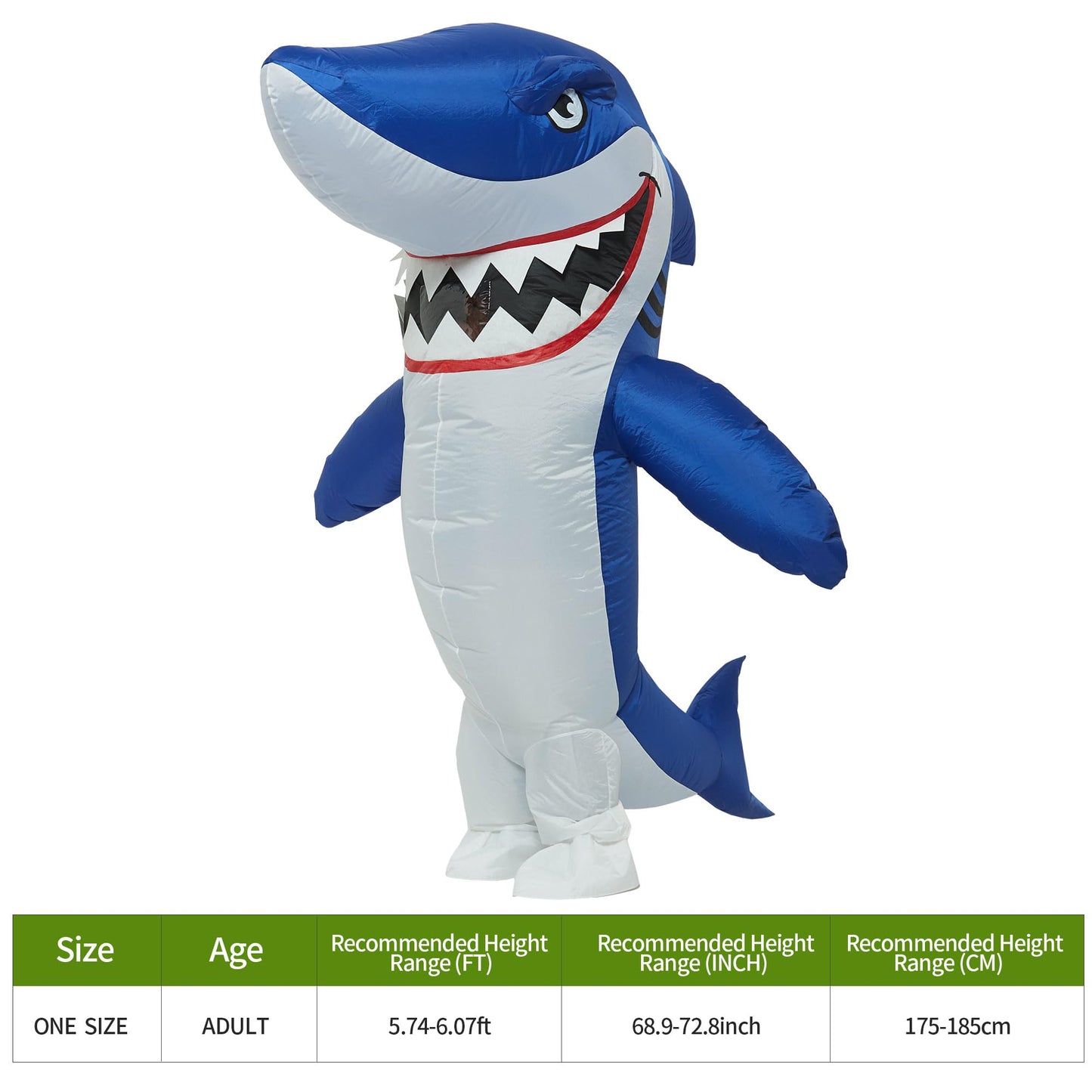 One Casa Inflatable Costume Full Body Shark Air Blow up Funny Party Halloween Costume for Adult Large Size
