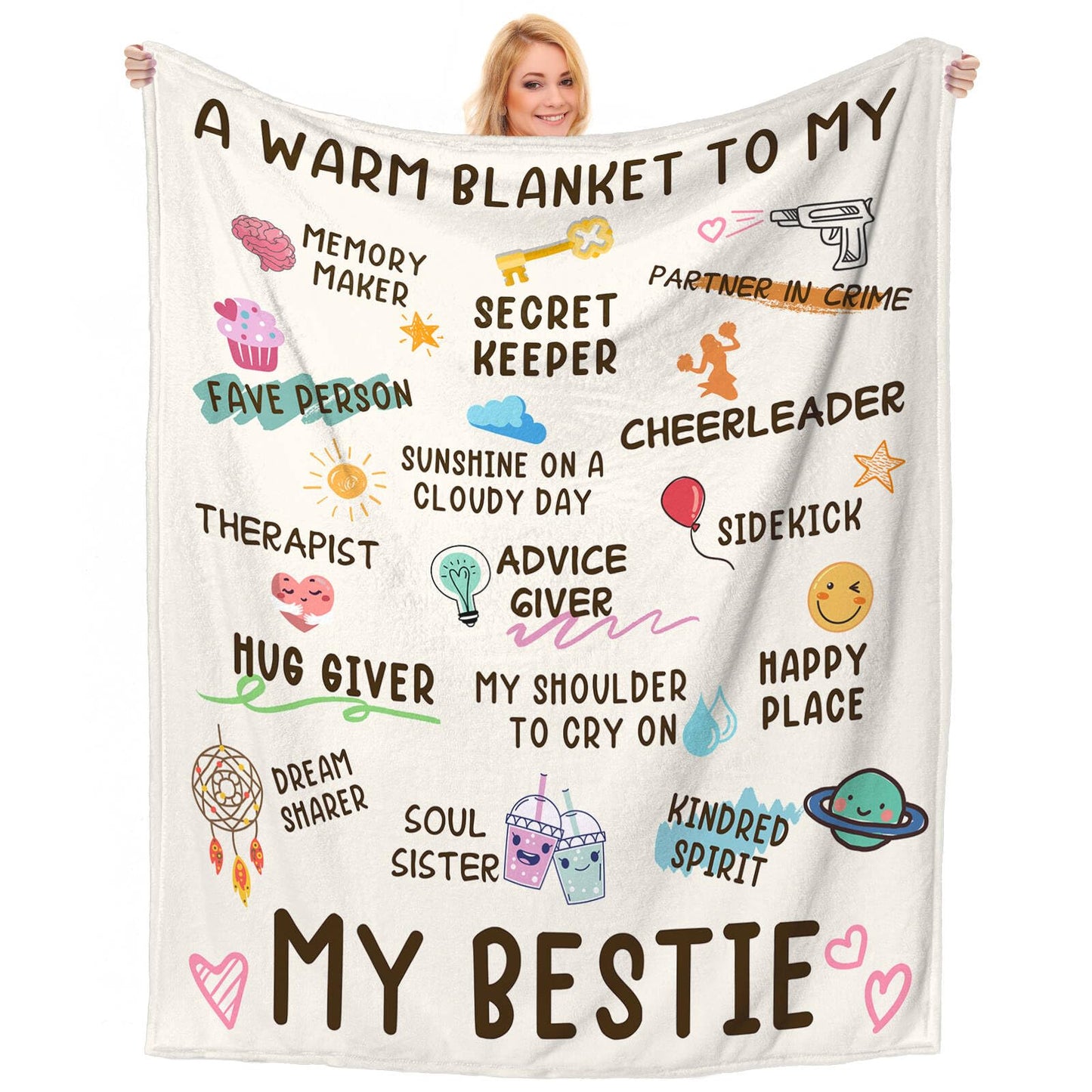 Best Friend Blanket, Best Friend Birthday Gifts for Women, Friendship Gifts for Woman, BFF - Work Bestie&Coworker Leaving Gift Ideas, Christmas day for BestFriend Coworkers, Bestie blanket 60"x 50"