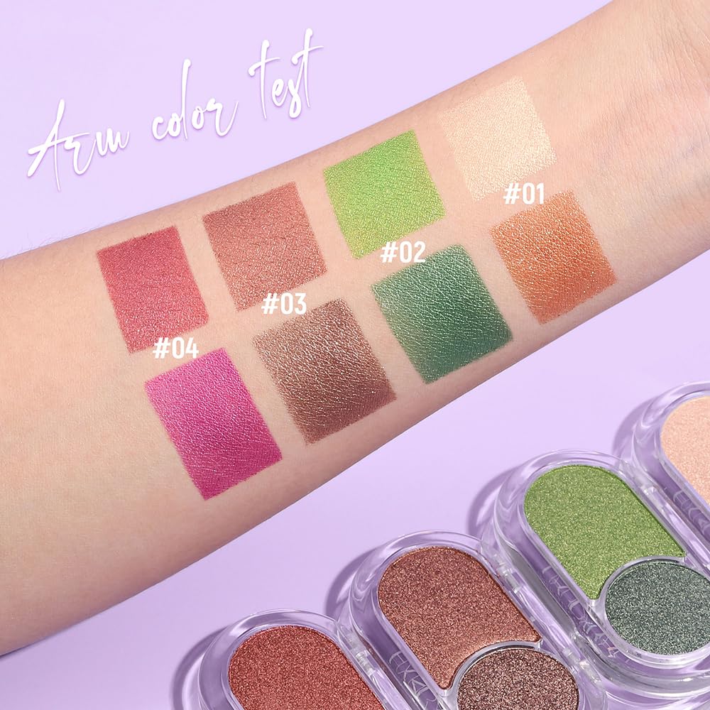 JUAAZIN Brownish Red Brown Shimmer Eyeshadow Double Colors Palette, High Pigment Eye Shadow Powder, Blendable Smooth and Texture