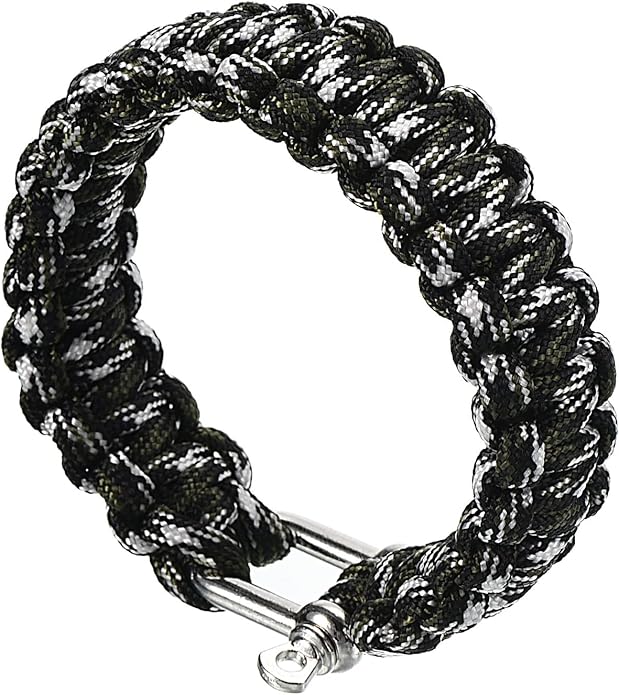 Survival Paracord Bracelets, Plaited Parachute Bracelet Party Favors Camping Gifts Outdoor Wraps for Men, Camo