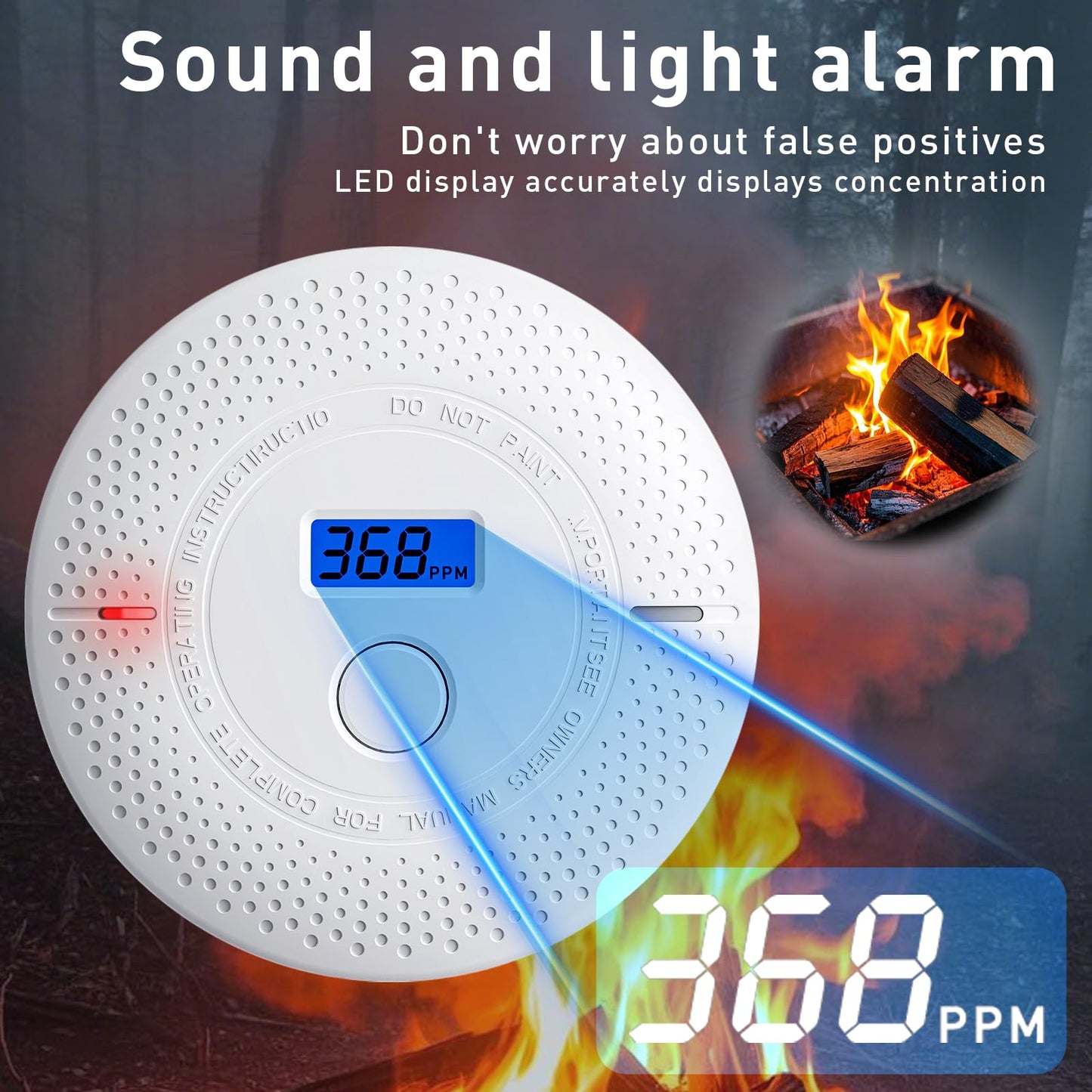 Smoke and Carbon Monoxide Detector, 2 in 1 Smoke Detector, LED Warning Light Indicators, 10 Year Battery (White), 1 Pack