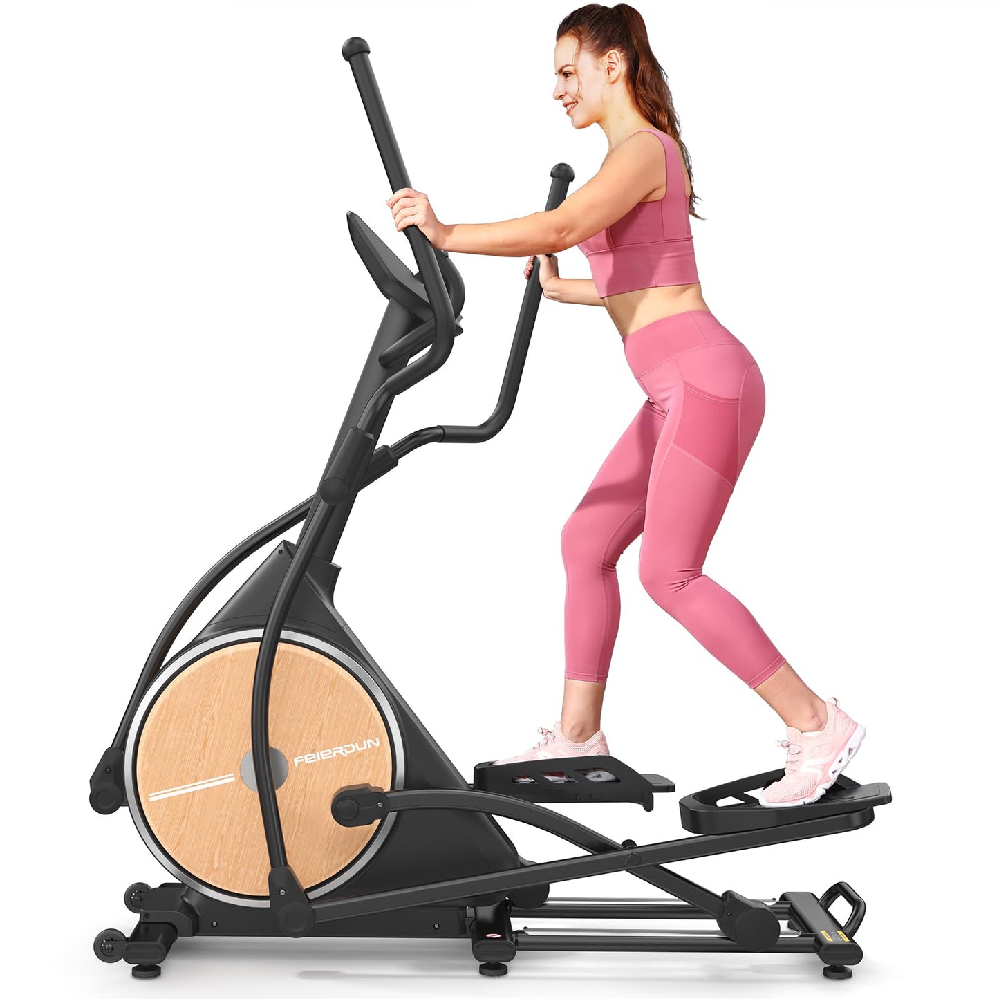 FEIERDUN Elliptical Machine, Cross Trainer for Home Use with Hyper-Quiet Electromagnetic Front Driving System, 32 Resistance Levels, 20IN Stride, 400LBS Weight Capacity
