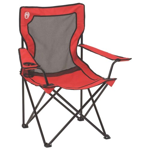 Coleman Palmetto Cool-Weather Sleeping Bag, 30°F Lightweight Camping Sleeping Bag for Adults, No-Snag Zipper with Stuff Sack Included and Coleman Broadband Mesh Quad Camping Chair, Cooling Mesh Back with Cup Holder, Adjustable Arm Heights, & Carry Bag; Su