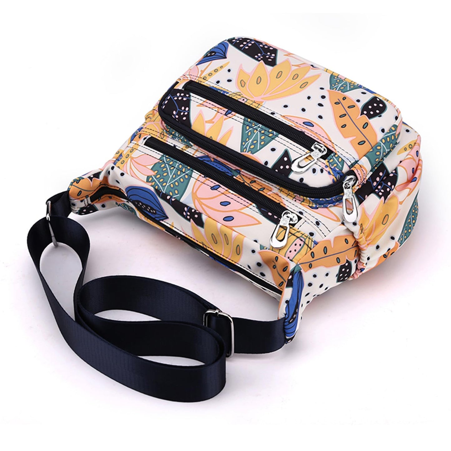 Wafybsre Crossbody Bags for Women, Medium Size Shoulder Handbags Satchel Purse with Multi Zipper Pockets (Galsang flower)