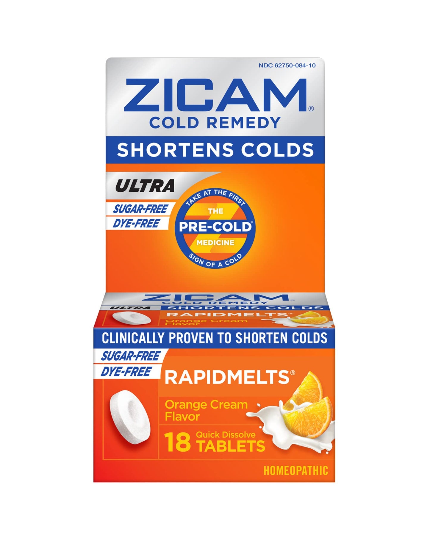 Zicam Cold Remedy Zinc Rapidmelts | Orange Cream Flavor | Shortens Cold Duration | Sugar-Free | Homeopathic