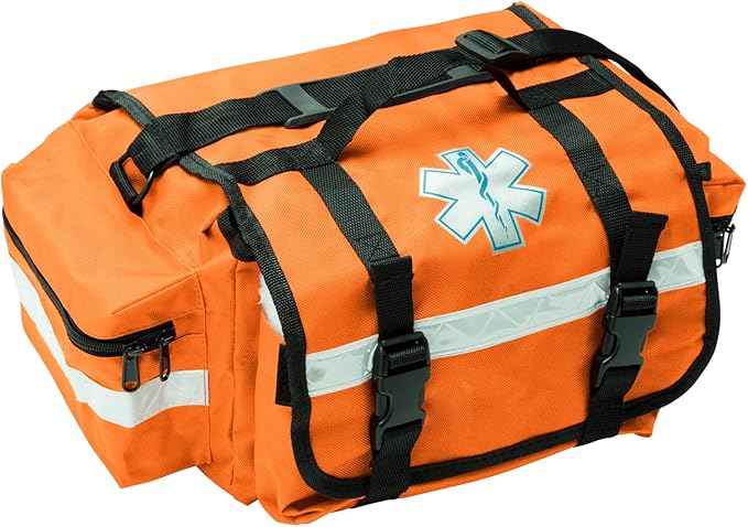 NOVAMEDIC Professional Empty Orange First Responder Bag, 17" x 9" x 7", EMT Trauma First Aid Carrier for Paramedics and Em...