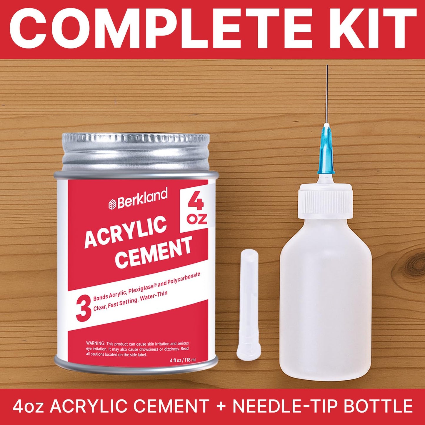 Acrylic Bonding Cement with Applicator Bottle [4 oz] – Clear Glue for Plexiglass, Sheets & Plastic – Fast-Setting Adhesive, Cement, and Glue for Acrylic Sheets and Plexiglass Clear