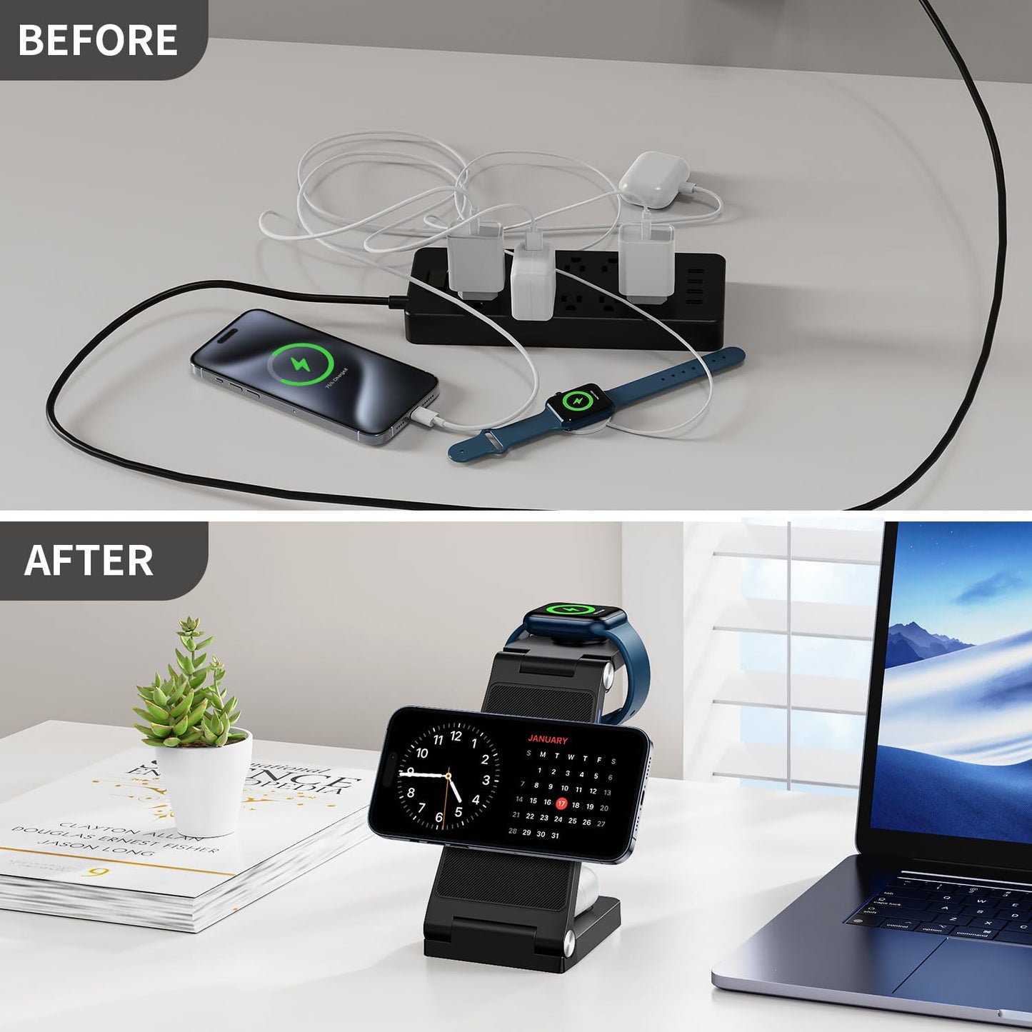 2025 Traveling Wireless Mag-Safe Fast Charging Station,Magnetic 3 in 1 Charger with Light for iPhone 16 15 14 13 12 Pro Max Plus,Apple Watch Series & Air pods 4 3 2 Pro-Gifts for Wife & Husband