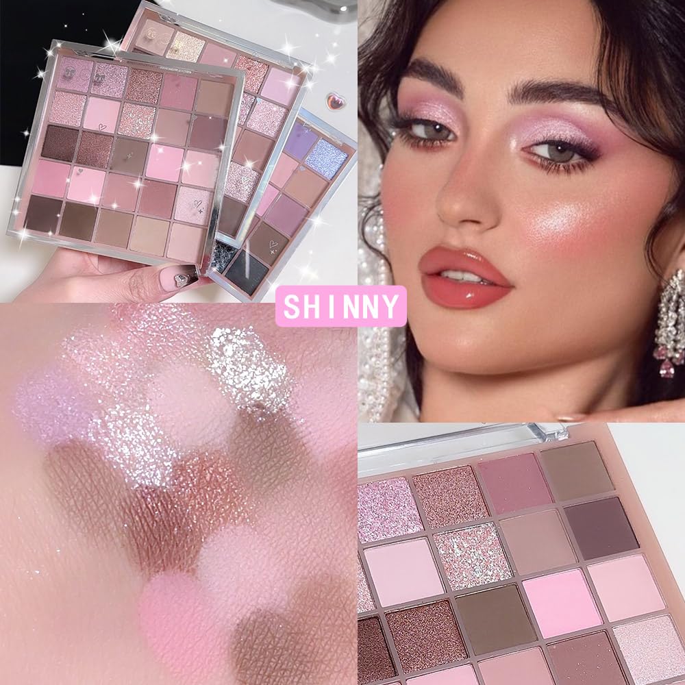 WanTuoluo Eyeshadow Palette, 25 - Shades Matte & Shimmer Finishes, Glitter Pigment Eye Makeup, Blendable Powder Cream, Rich Colo
